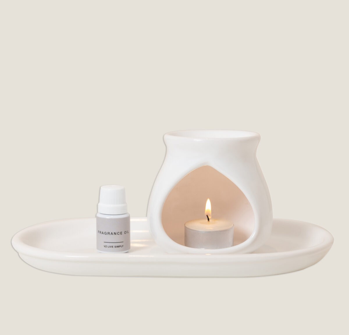 Hornito de Cer?mica Blanco con Vela y Aceite Esencial - Imagen 1